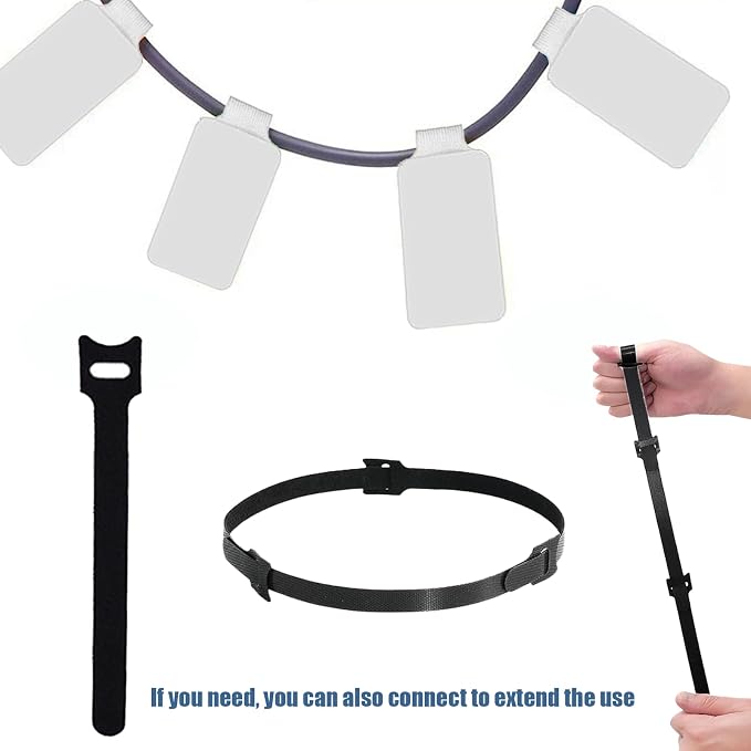 100 Pack Reusable Hook & Loop Cable Ties & Labels Kit - Image 3
