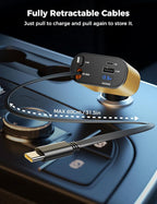 【Upgraded】 SUPERONE Retractable Car Charger 4 in 1, Fast Car Phone Charger - Image 2