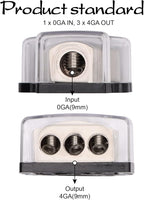 3 Way Power Distribution Block 1x 0 Gauge in 3X 4 Gauge Out Amp Power - Image 2