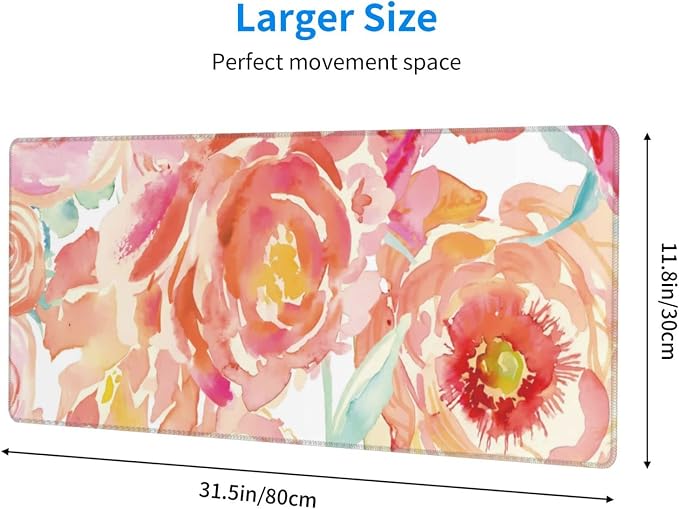 Pink Flower Large Mouse Pad Extended Gaming Mousepad 31.5 x 11.8 Inch - Image 2