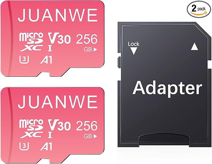 JUANWE 256GB Micro SD Card 2 Pack microSDXC Memory Card A1 U3 V30 4K + Adapter by JUANWE