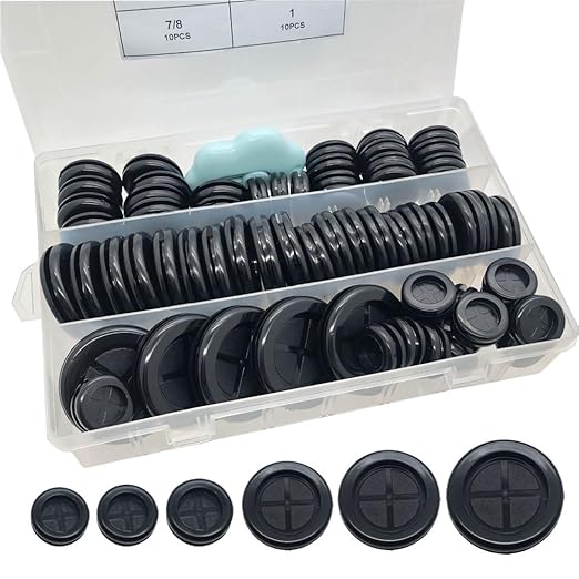 65Pcs Round Rubber Grommets kit 6 Sizes Double Sided Rubber Grommets by MONEXIO