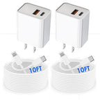 USB C Wall Charger, Dual Port 10FT iPhone Charger 20W PD+QC3.0 Power Adapter by TrimDish