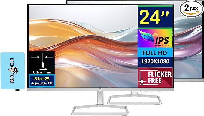 HP Series 5 524sw 24" 300 nits IPS FHD Monitor Adjustable Tilt, Flicker Free by HP
