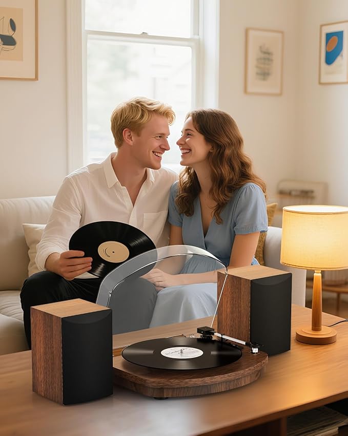 Vinyl Record Player with Dual Stereo Speakers, Belt Drive Turntable with - Image 8