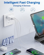 40W USB C Charger Block, 3 Pack 4-Ports Type C Fast Charging Cubes PD USBC Wall - Image 4