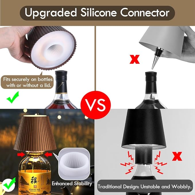 WILIT Wireless Bottle Lamp for Bar Decor, 3-Level Brightness Lampshades for - Image 2