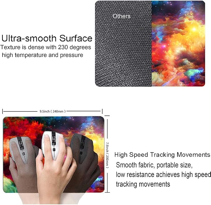Colorful Galaxy Clouds Mouse Pad, Gaming Non-Slip Rubber Base Mouse Pads - Image 3