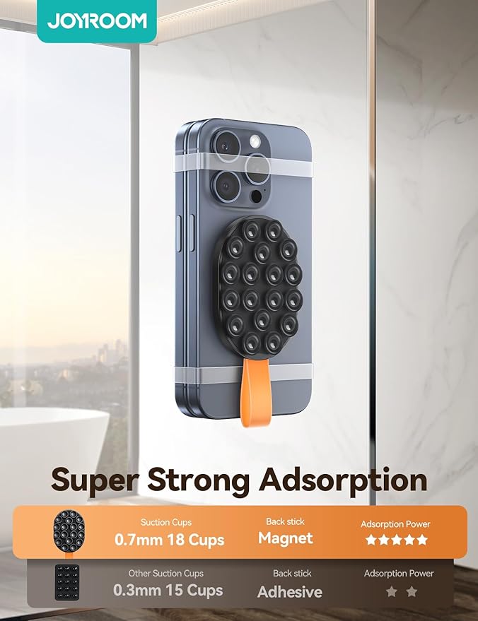 JOYROOM Magnetic Suction Cup Phone Mount, Silicone Suction Phone Case Holder - Image 3