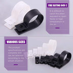 Swpeet 135 Pack 6 Sizes White+Black Nylon Plastic R-Type Cable Clips Clamp - Image 4