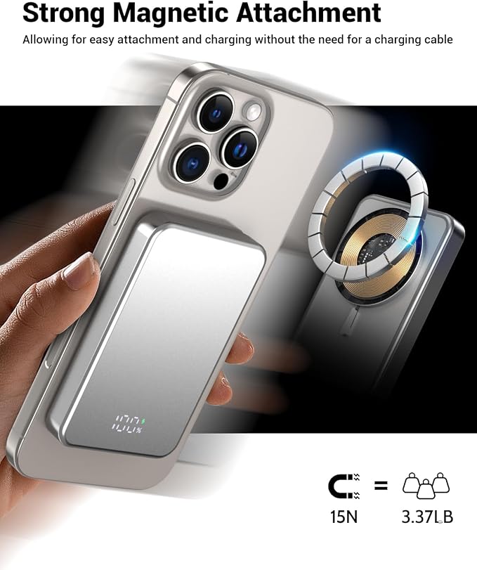 for Magsafe Portable Charger, Aluminum Alloy Small 10000mAh 20W PD Magnetic - Image 5