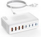 USB C Charger Block, 200W GaN 8 Port USB C Charging Station USB Hub Block Cube by Fitquipment