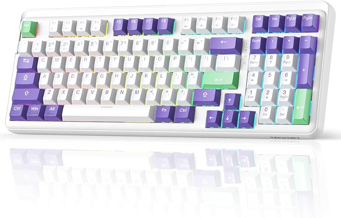 TECKNET Mechanical Keyboard, Tri-Mode BT5.0/2.4GHz/USB-C Hot Swappable Creamy by Tecknet