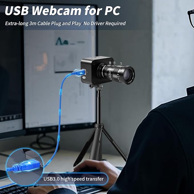 MOKOSE USB Camera 4K, USB3.0 Manual Focus Webcam - Image 5