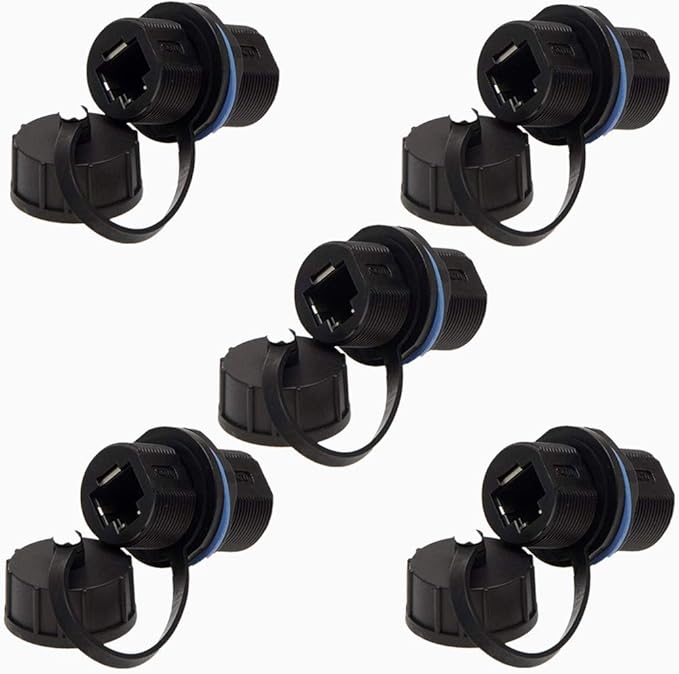 5PCS Panel Mounting Shielded RJ45 Waterproof Cat5/5e/6 8P8C Connector Ethernet by ANMBEST