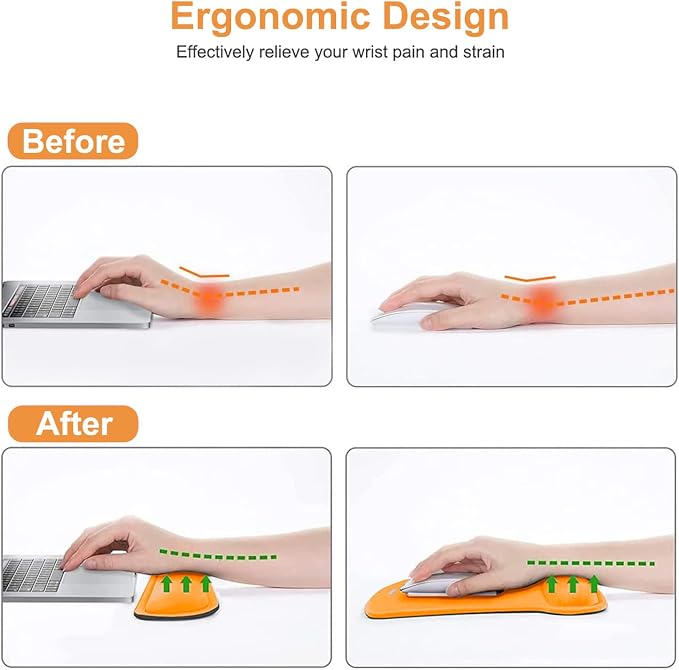 MOSISO Wrist Rest Support for Mouse Pad & Keyboard Set, Ergonomic Mousepad - Image 3