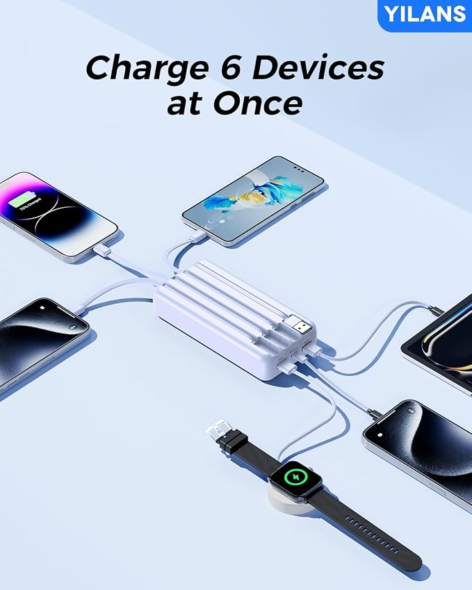 Portable Charger, 42800mAh Power Bank Built-in Cable, 22.5W PD USB C in & Out - Image 3