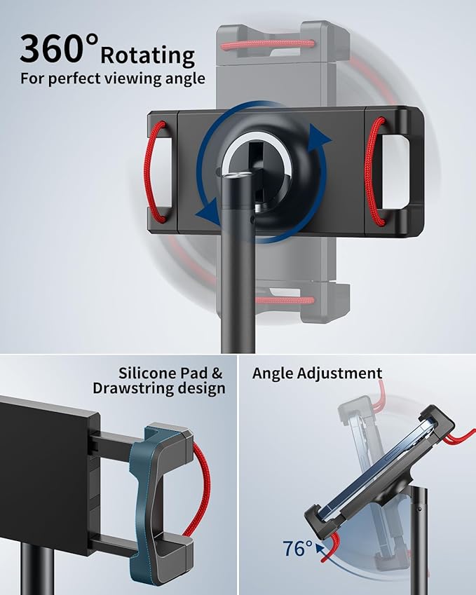 SAIJI Tablet Stand Holder, Height Adjustable Portable Monitor Stand, 360 Degree - Image 4