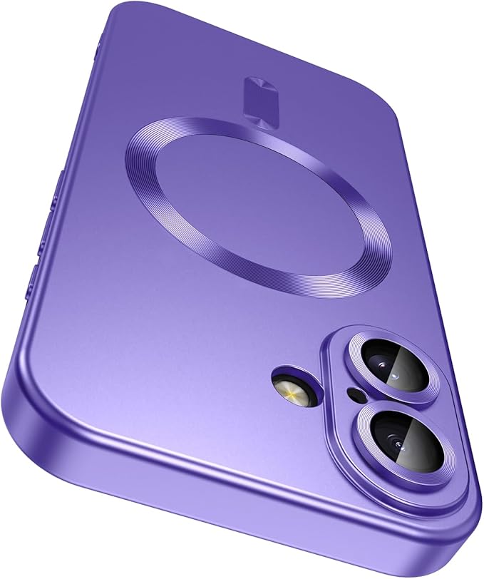 Magnetic for iPhone 16 Plus Case Slim Soft Silicone Bumper Shockproof Metallic by LEKEVO