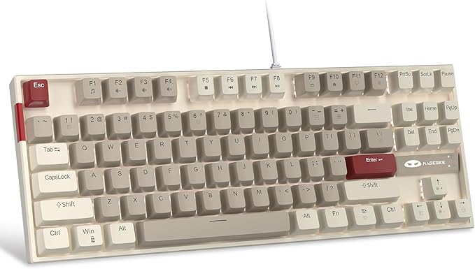 MageGee 75% Mechanical Gaming Keyboard, LED White Backlit, 87 Keys Compact TKL by MageGee