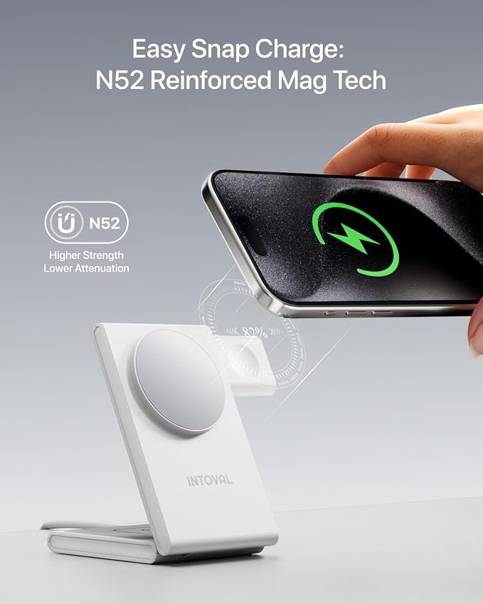 Intoval 3-in-1 Magnetic Charging Station, Travel Foldable Charging Dock - Image 2
