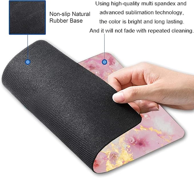 Mouse Pad, Cute Pink Gold Marble Mouse Pads - Image 2