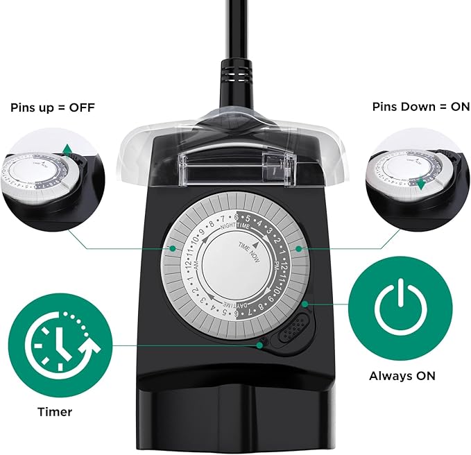 G-Homa 24 Hour Mechanical Outdoor Timer Outlet, Outdoor Timer - Image 4