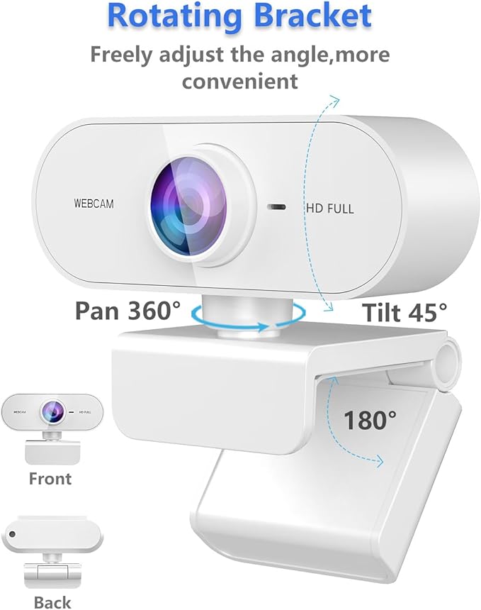 Webcam for pc with Microphone, Full HD 1080P White Streaming Web Cam for Mac - Image 4