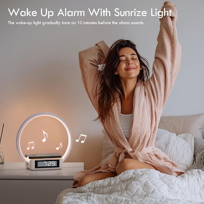 Alarm Clock, Table Lamp with Wireless Charging, Touch Bedside Lamp with 3 - Image 3