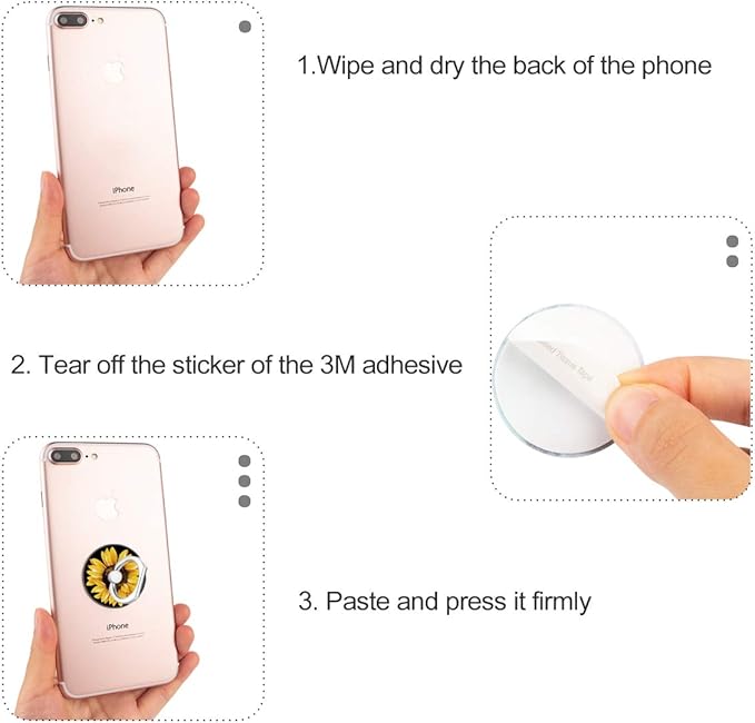 Bonoma Cell Phone Ring Holder Stand, 3 Pack Sunflowers 360 Rotation Universal - Image 6