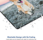 Corgi on The Beach Gaming Mouse Mat, Square Waterproof Non-Slip Rubber Base - Image 5