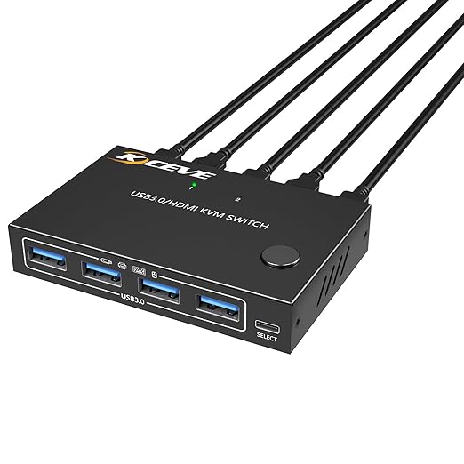 HDMI KVM Switch 1 Monitors 2 Computers 4K@60Hz, USB3.0 KVM Switches EDID by Welcometothebrandflagship