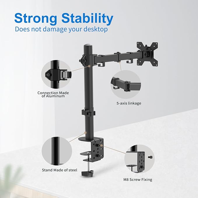 H&C Single Monitor Mount, Desk Mount - Image 5