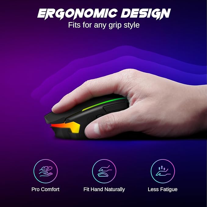 Redragon Wireless Gaming Mouse, Tri-Mode 2.4G/USB-C/Bluetooth Mouse Gaming - Image 8