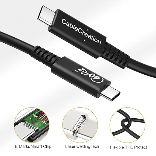 CableCreation USB 4 Cable for Thunderbolt 4/3, 2.6FT 40Gbps 100W USB C Cable - Image 7