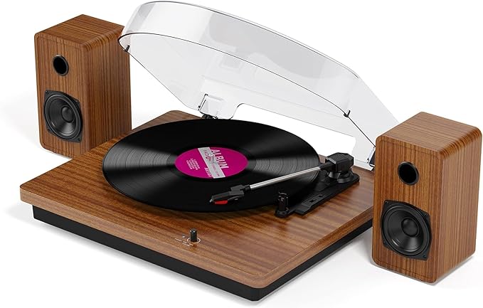 Record Player for Vinyl with 30W Speakers Upgraded，3-Speed can Play by Mersoco