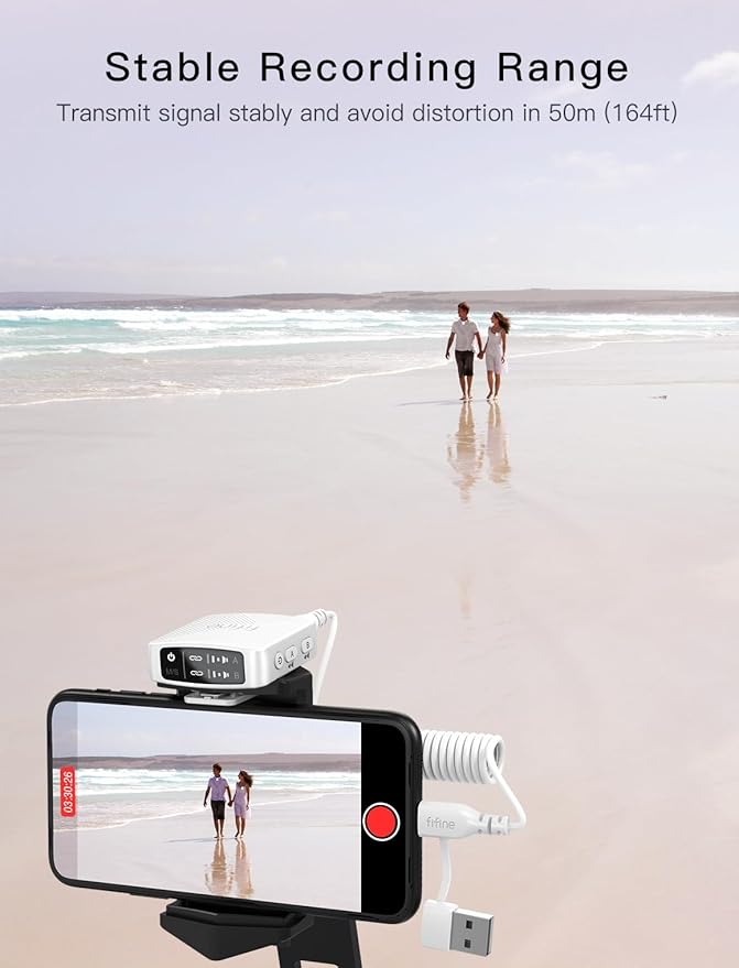 FIFINE Wireless Lavalier Microphone System, Lapel Dual Microphones Clip-on - Image 8