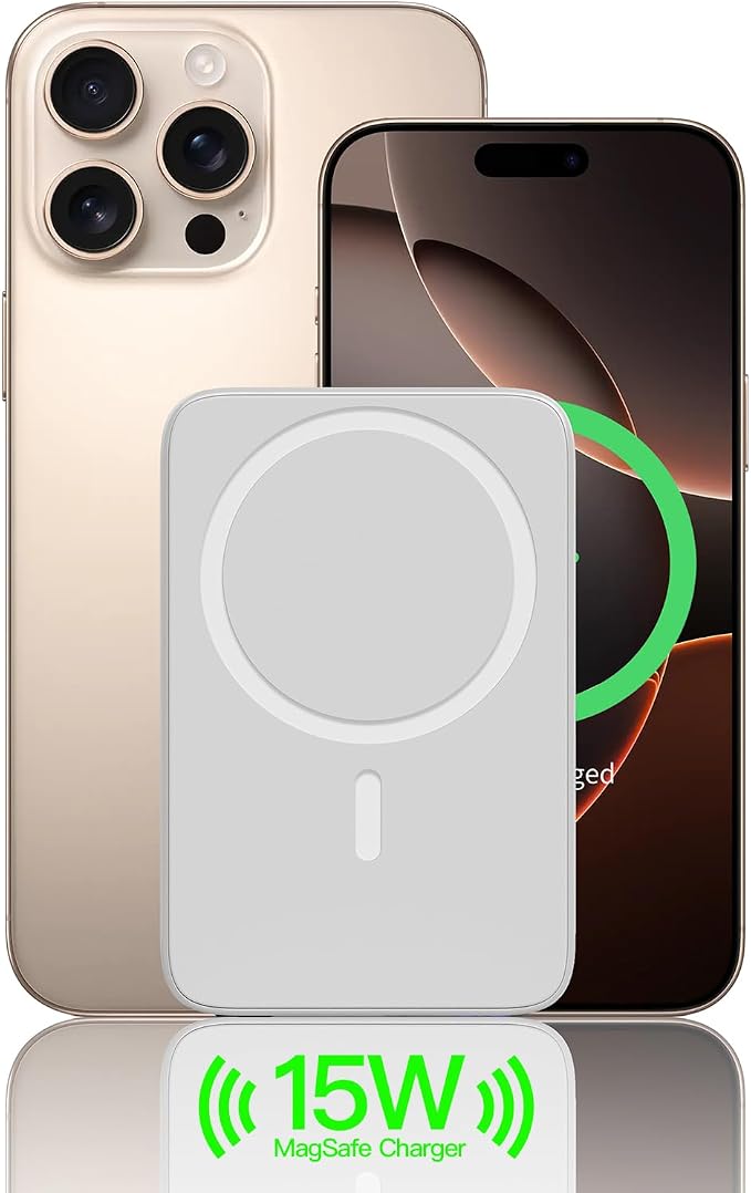 2025 Magnetic 15W Power Bank for iPhone, 5000mAh Magsafe Battery Pack by Ouotoo