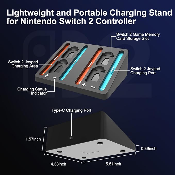 Switch 2 Controller Charger, 4 in 1 Charging Dock - Image 7