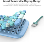 KNOWSQT Wireless Keyboard and Mouse Combo, Light Blue 100 Keys 2.4 GHz Round - Image 5
