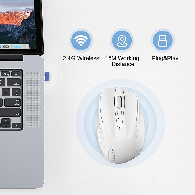 TECKNET Rechargeable Wireless Mouse, 2.4G Silent Mouse, Quiet Click, 6 - Image 6