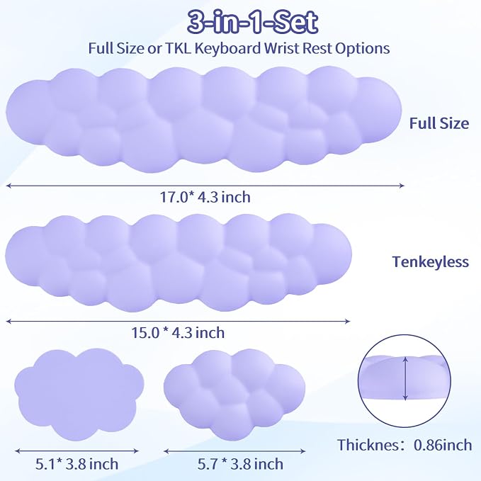 Cloud Wrist Rest Keyboard, Cloud Keyboard Wrist Pad Set - Image 7