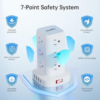 PD 20W USB C Surge Protector, Mini Power Strip Tower Travel 12 AC 4 USB Power - Image 3
