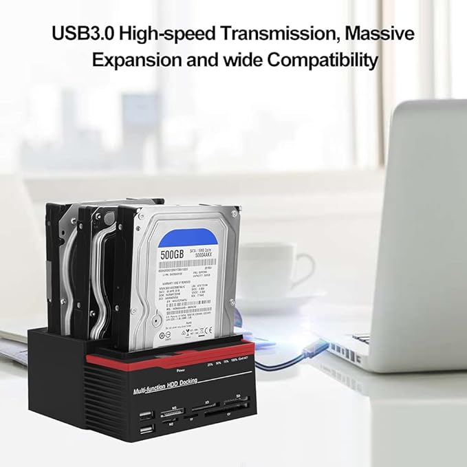Zopsc USB 3.0 SATA/IDE HDD Docking Station Three-Bay Offline Clone HUB Reader - Image 4