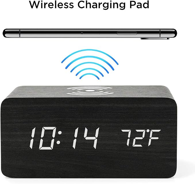 OCT17 Alarm Clock with Qi Wireless Charging Pad Compatible with iPhone Samsung - Image 2