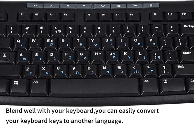 2PCS Hebrew English Keyboard Stickers Black Background - Image 5