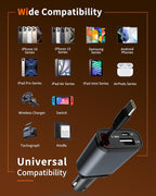 Retractable Car Charger, 3 in 1 Fast Car Phone Charger 50W, 1 TypeC Retractable - Image 5