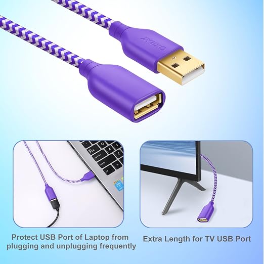 OKRAY USB Extender, 2 Pack 6 Feet USB 2.0 Extension Cable, Durable Nylon - Image 5
