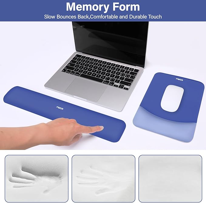 MOSISO Wrist Rest Support for Mouse Pad&Keyboard Set, Rectangular Ergonomic - Image 4