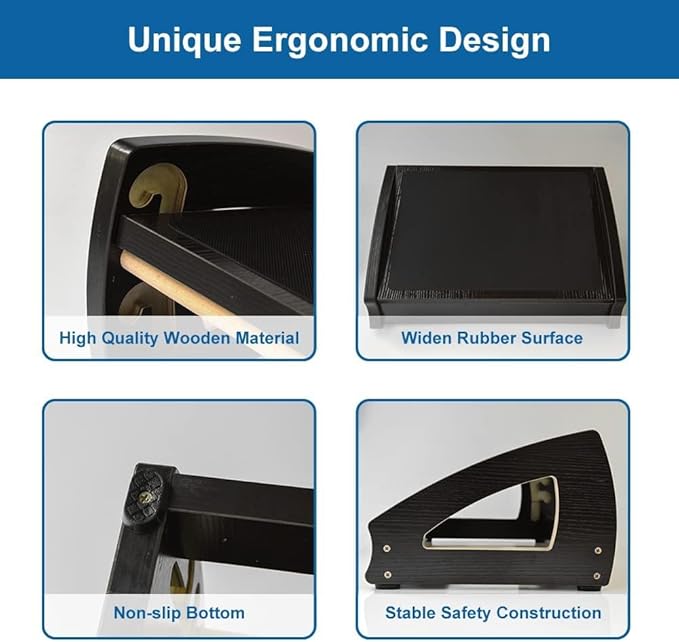 StrongTek Ergonomic Under Desk Footrest, 3 Adjustable Heights Wooden Office - Image 4